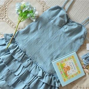denim ruffle skirt dress
